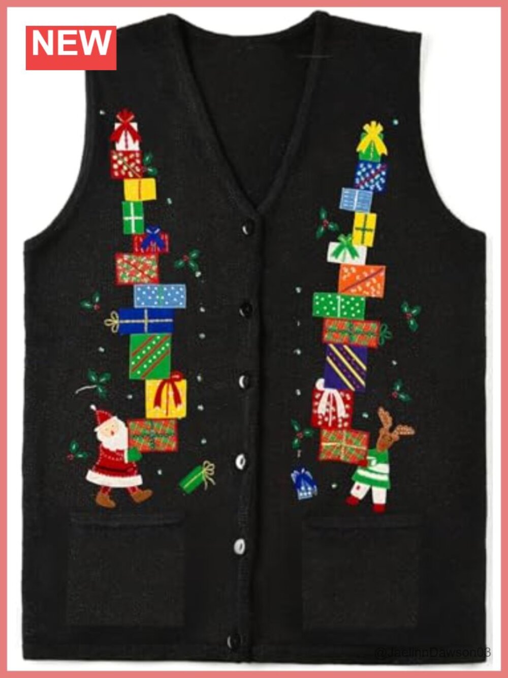 Sequin Embroidered Beaded Button Front Crochet Sweater Vest